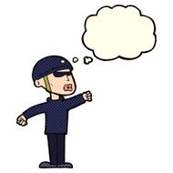 cartoon security guy with thought bubble N5