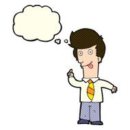 cartoon office man with crazy idea thought bubble N5