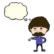 cartoon man with mustache making camp gesture thought bubbl N5