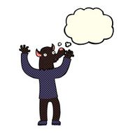 cartoon happy werewolf man with thought bubble N3
