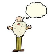 cartoon bearded old man with thought bubble N16