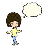 cartoon confused woman with thought bubble N34
