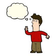 cartoon man signaling with hand thought bubble N3