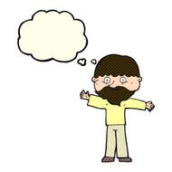 cartoon happy man with beard thought bubble N17