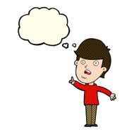 cartoon man asking question with thought bubble N20