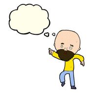 cartoon worried old man pointing with thought bubble N5