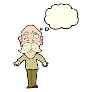 cartoon sad old man with thought bubble N9