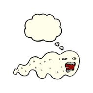 cartoon ghost with thought bubble N10