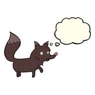 cartoon wolf cub with thought bubble N5