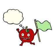 cartoon apple with flag thought bubble N5