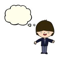 cartoon happy boy with open arms thought bubble N9