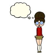 cartoon librarian woman with thought bubble N5