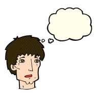 cartoon worried man with thought bubble N41