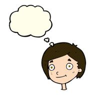 cartoon happy boy with thought bubble N97