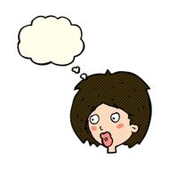 cartoon woman looking with thought bubble N5