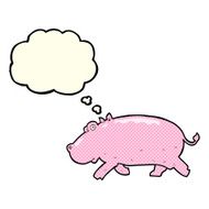 cartoon hippopotamus with thought bubble N4