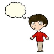 cartoon surprised boy with thought bubble N13