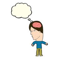 cartoon man with brain symbol thought bubble N9