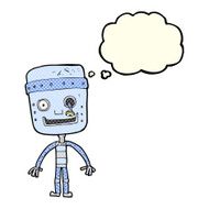 cartoon funny robot with thought bubble N33