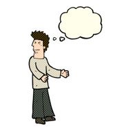 cartoon disgusted man with thought bubble N5