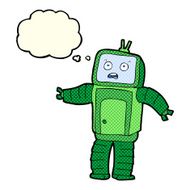 cartoon funny robot with thought bubble N34