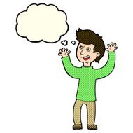 cartoon happy man with thought bubble N191