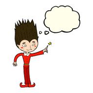 cartoon magic christmas elf with thought bubble N5
