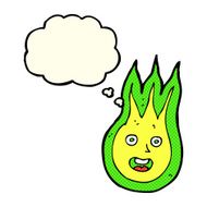 cartoon friendly fireball with thought bubble N10