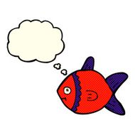 cartoon fish with thought bubble N34