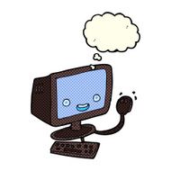 cartoon computer with thought bubble N5