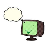 cartoon computer screen with thought bubble N5