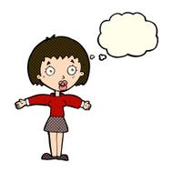 cartoon shocked woman with thought bubble N40