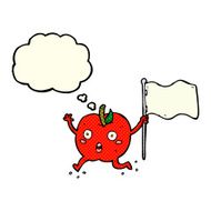 cartoon funny apple with flag thought bubble N4