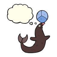cartoon performing seal with thought bubble N5