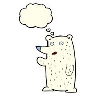 cartoon waving polar bear with thought bubble N24