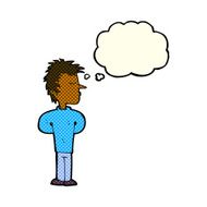 cartoon man ignoring with thought bubble N4