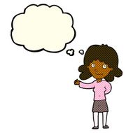 cartoon friendly woman with thought bubble N30