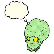 cartoon spooky skull with thought bubble N61