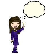 cartoon friendly witch girl with thought bubble N5