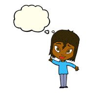 cartoon woman with idea thought bubble N106
