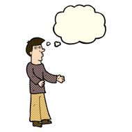 cartoon curious man with thought bubble N29