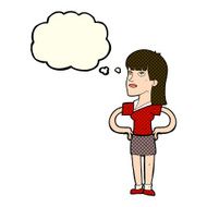 cartoon woman with hands on hips thought bubble N89
