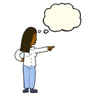 cartoon woman pointing with thought bubble N90