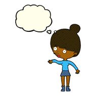 cartoon surprised woman with thought bubble N101