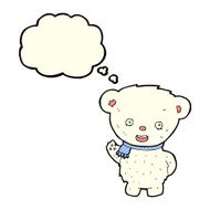 cartoon polar bear waving with thought bubble N5