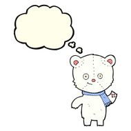 cartoon polar bear waving with thought bubble N6