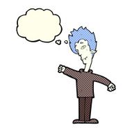cartoon vampire man with thought bubble N50