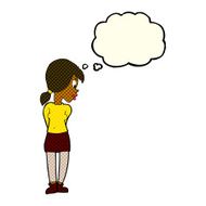 cartoon pretty girl with thought bubble N43