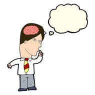 cartoon businessman with huge brain thought bubble N4