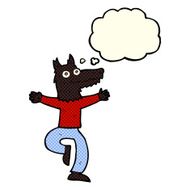 cartoon wolf man with thought bubble N17